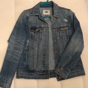 Distressed jean jacket